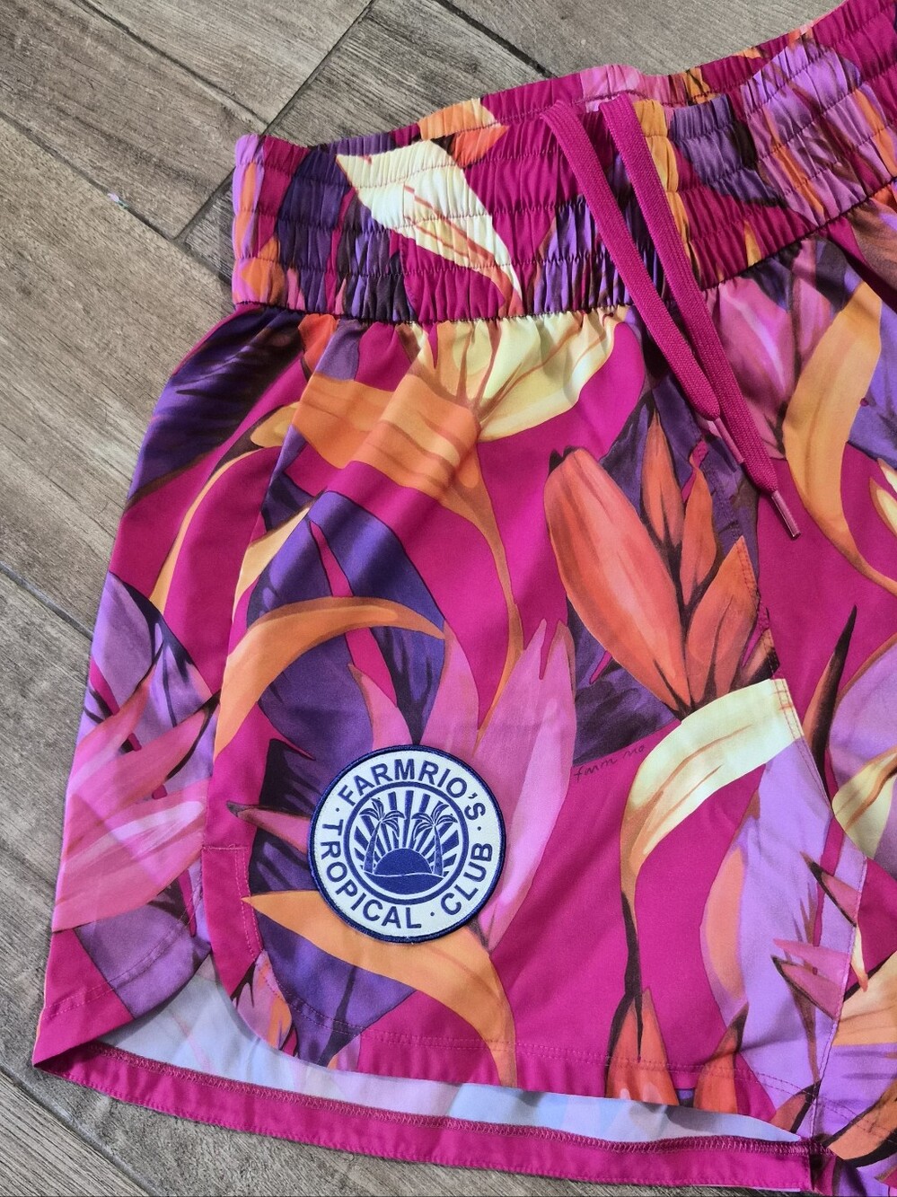 Farm Rio X Adidas Pink Tropical Print Training Pacer Run Shorts Size Small View 3